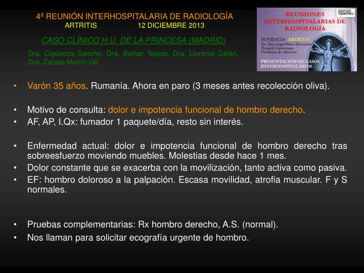 4 reuni n interhospitalaria de radiolog a artritis 12 diciembre 2013