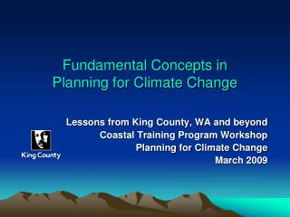 Fundamental Concepts in Planning for Climate Change