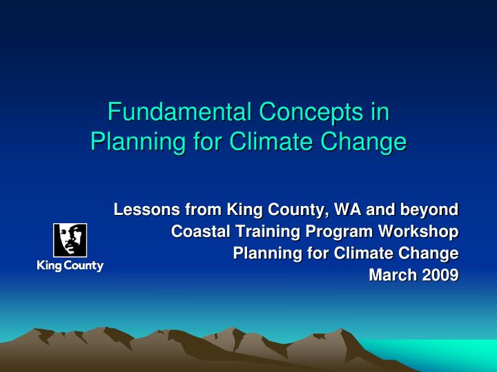 fundamental concepts in planning for climate change