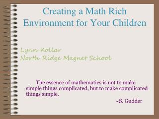 Creating a Math Rich Environment for Your Children