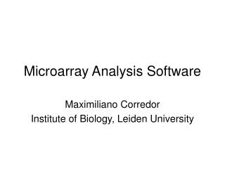 Microarray Analysis Software