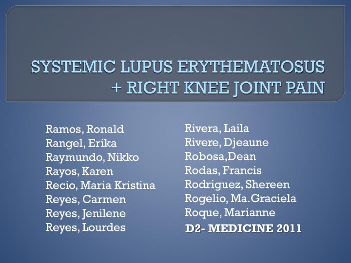 systemic lupus erythematosus right knee joint pain
