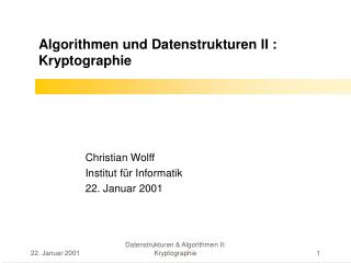 algorithmen und datenstrukturen ii kryptographie