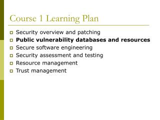 Course 1 Learning Plan