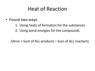 Heat of Reaction