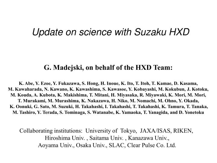 update on science with suzaku hxd