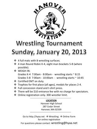 Wrestling Tournament Sunday, January 20, 2013