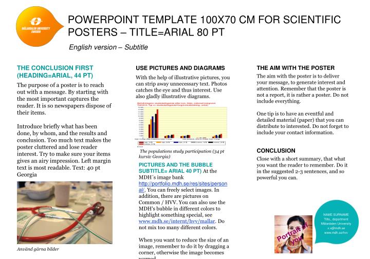 powerpoint template 100x70 cm for scientific posters title arial 80 pt