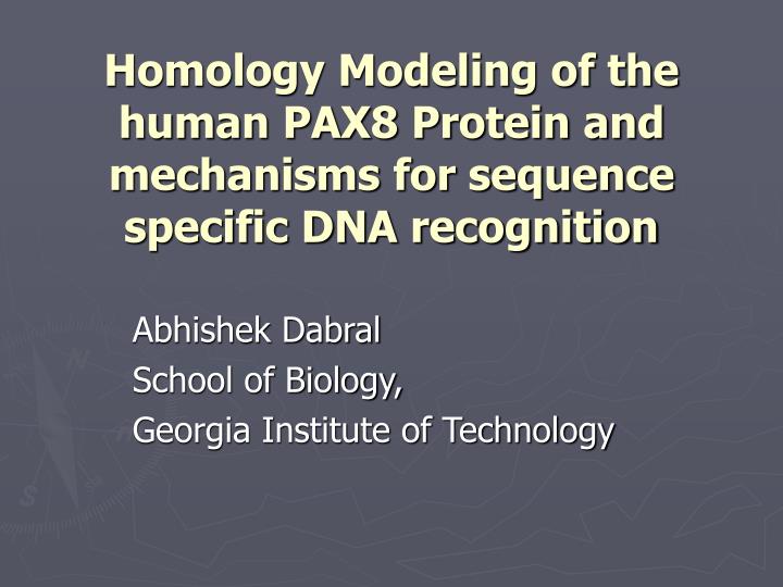 homology modeling of the human pax8 protein and mechanisms for sequence specific dna recognition