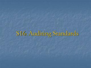S16 : Auditing Standards