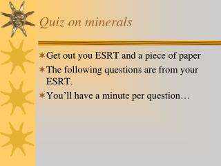 Quiz on minerals