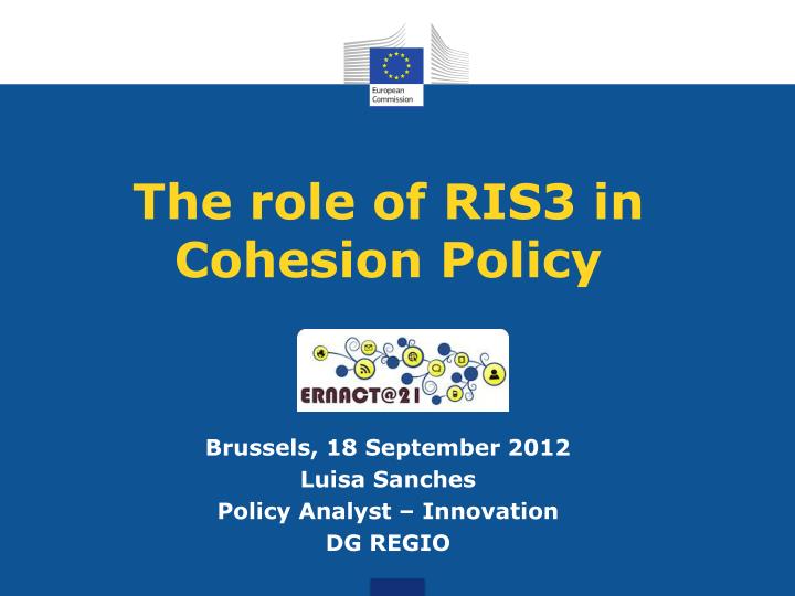 the role of ris3 in cohesion policy