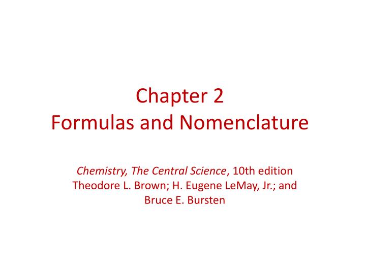 chapter 2 formulas and nomenclature