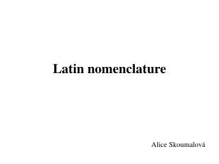 Latin nomenclature