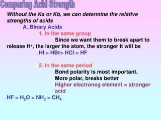 Comparing Acid Strength