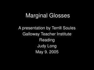 Marginal Glosses