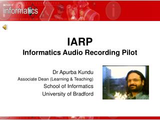 IARP Informatics Audio Recording Pilot
