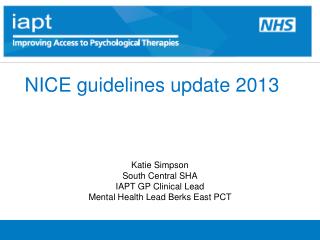 NICE guidelines update 2013
