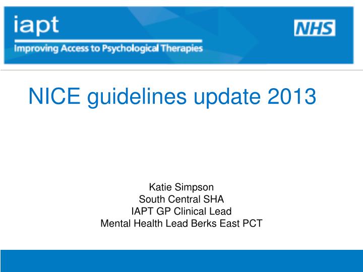 nice guidelines update 2013