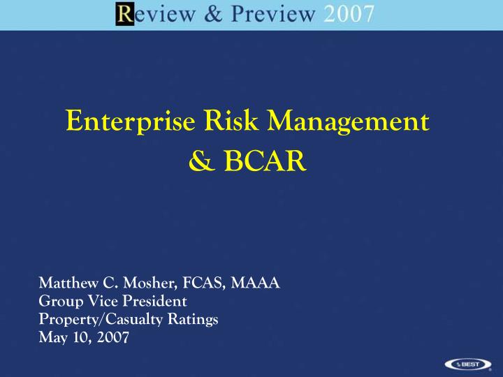 enterprise risk management bcar