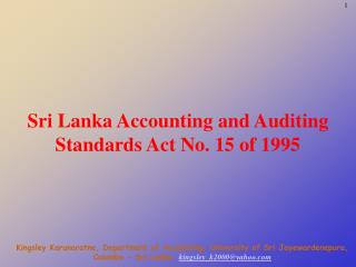 Sri Lanka Accounting and Auditing Standards Act No. 15 of 1995