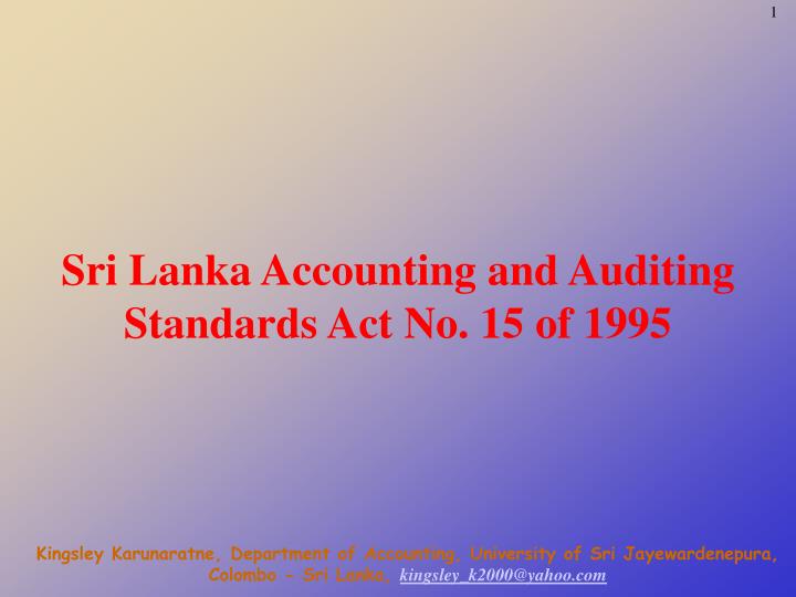 sri lanka accounting and auditing standards act no 15 of 1995
