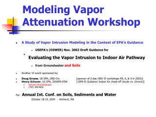 Modeling Vapor Attenuation Workshop
