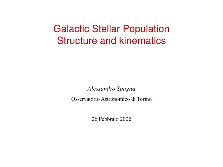 galactic stellar population structure and kinematics