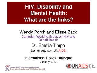 HIV, Disability and Mental Health: What are the links?