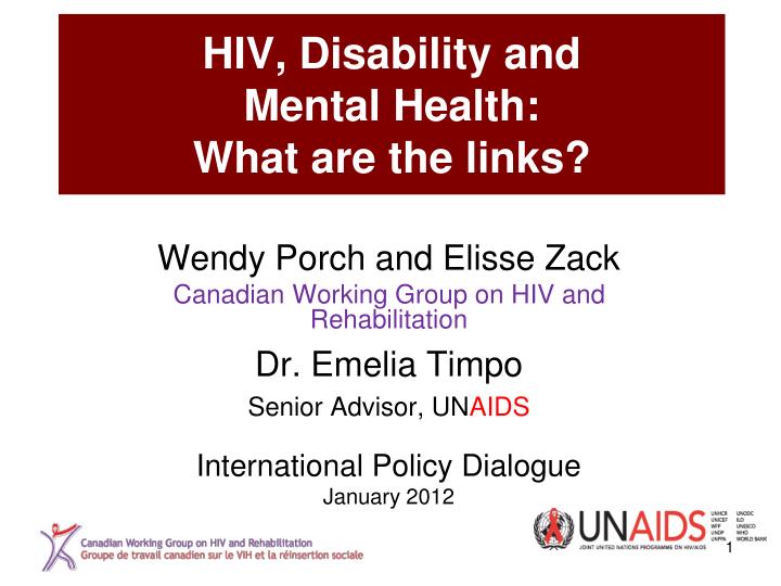hiv disability and mental health what are the links
