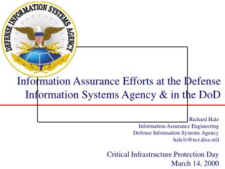 Information Assurance Efforts at the Defense Information Systems Agency &amp; in the DoD