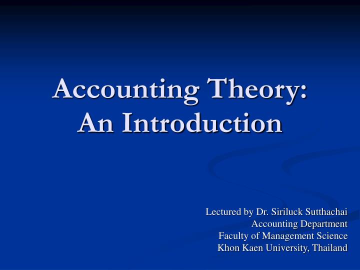 accounting theory an introduction