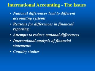 International Accounting - The Issues