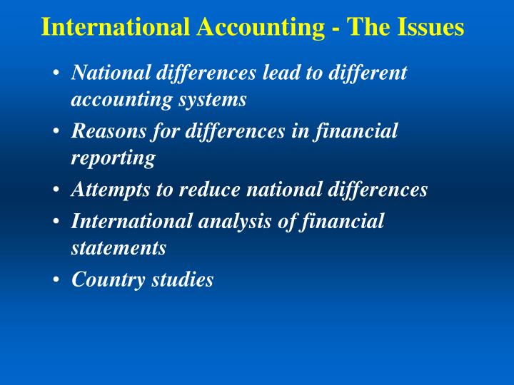 international accounting the issues