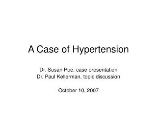 A Case of Hypertension