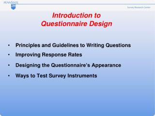 Introduction to Questionnaire Design