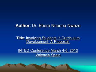 Author : Dr. Ebere Nnenna Nweze