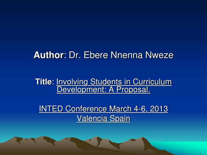 author dr ebere nnenna nweze