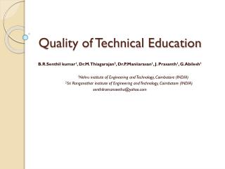 Quality of Technical Education