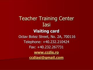 Teacher Training Center I asi