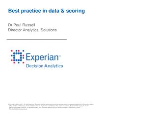 Best practice in data &amp; scoring