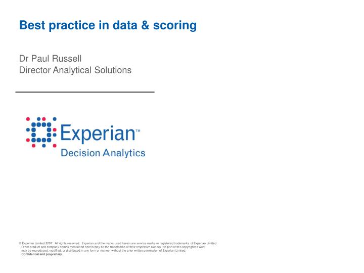 best practice in data scoring