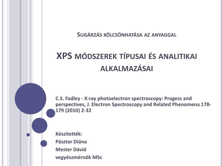 sug rz s k lcs nhat sa az anyaggal xps m dszerek t pusai s analitikai alkalmaz sai