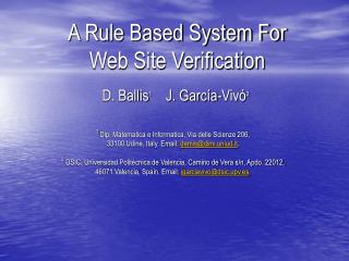 A Rule Based System For Web Site Verification