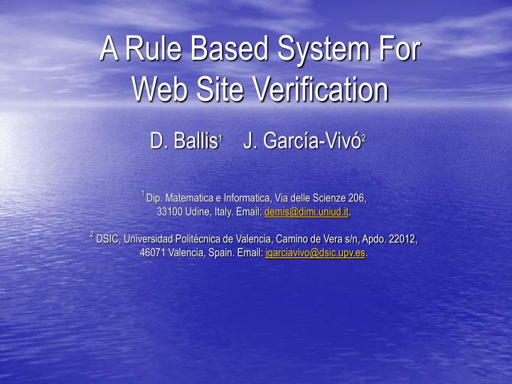 a rule based system for web site verification