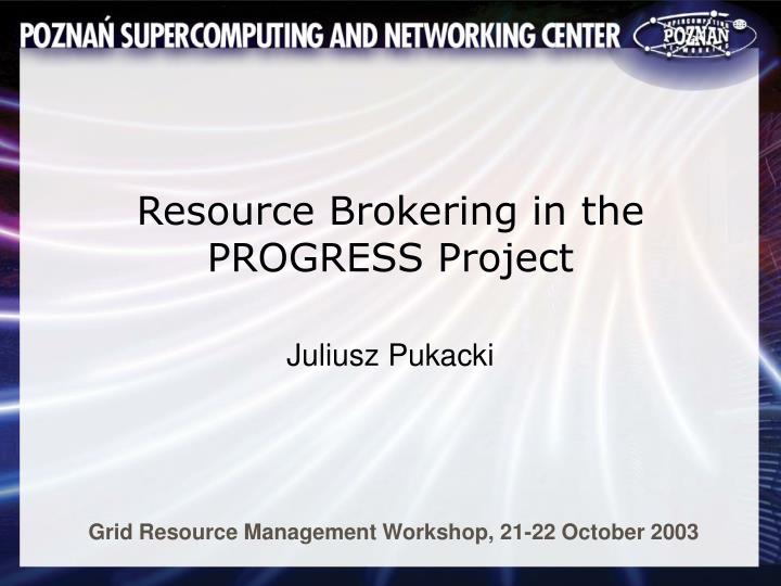 resource brokering in the progress project