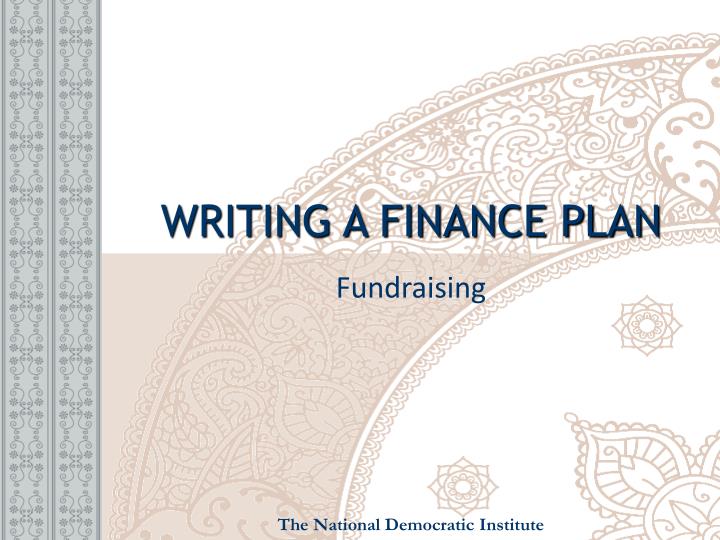 writing a finance plan