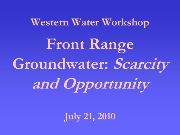 western water workshop