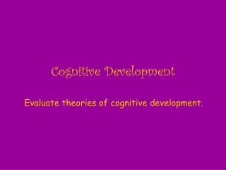 Cognitive Development