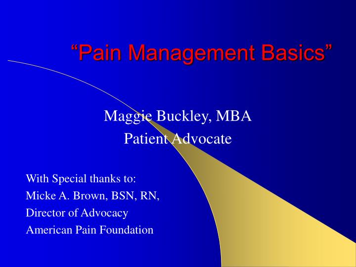 pain management basics